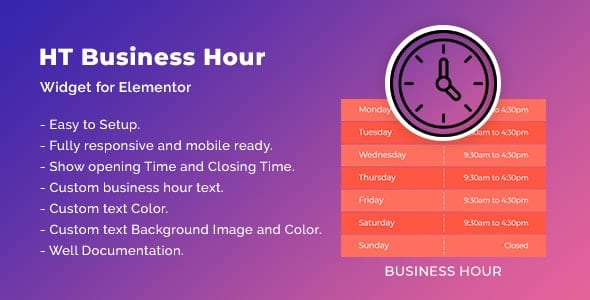 HT Business Hour Widget for Elementor 1.0.4