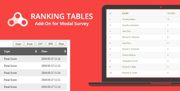 Modal Survey – Ranking Tables 1.0.3