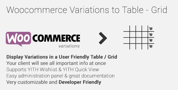 Woocommerce Variations to Table – Grid 1.4.14