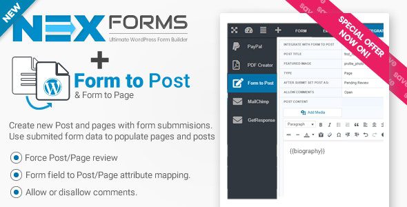 Form to Post or Page for NEX-Forms 7.5.12.1