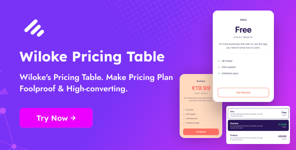 Wiloke Pricing Table Addon For Elementor 1.0.3