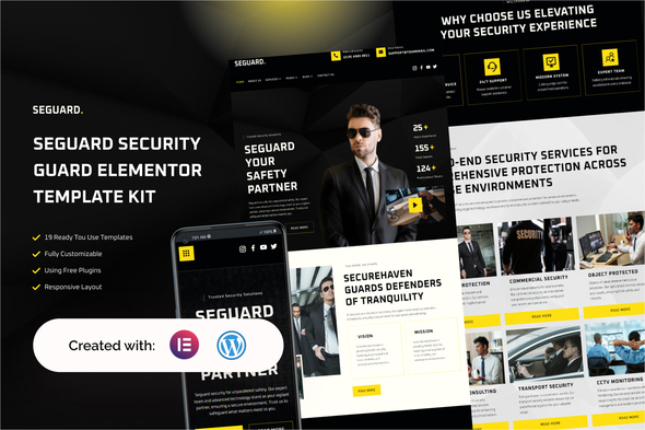 Seguard Guard & Security Service Elementor Template Kit 1 cover-Seguard