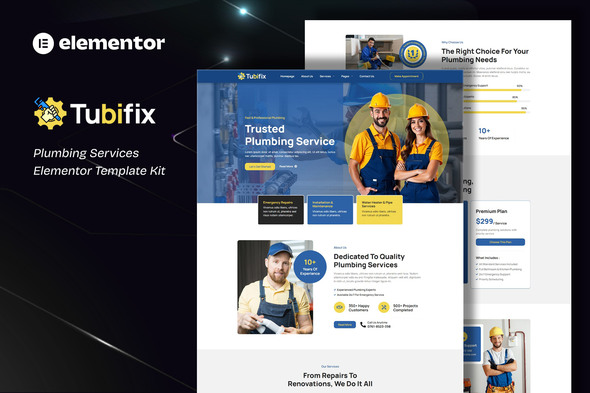 Tubifix – Plumbing Services Elementor Template Kit 1 Tubifix-Coverimage