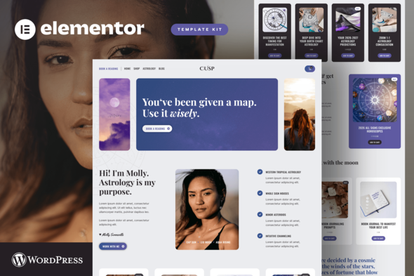 Cusp 1 cover-cusp-astrology-horoscope-elementor-template-kit