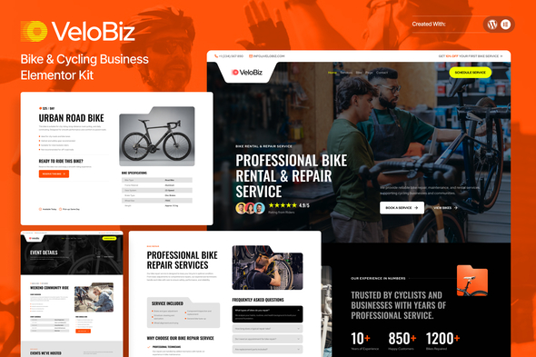VeloBiz – Bike & Cycling Business Elementor Template Kit 1 VeloBiz-Cover
