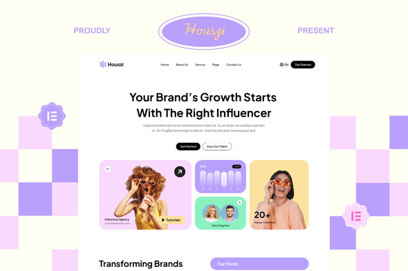 Houszi – Influencer Agency Website Elementor Template Kit 1 Elementor-Cover-6